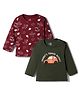 Doodle Poodle Single Jersey Knit Full Sleeves T-Shirt With Car & Helicopter Print Pack of 2 - Green & Dark Red