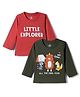 Doodle Poodle Single Jersey Knit Full Sleeves T-Shirt With Animal Print Pack of 2 - Dark Green & Red