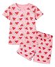 HRIT Cotton Knit Half Sleeves Watermelon Printed Coordinating Top & Shorts Set - Pink