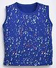 HRIT Cotton Knit Sleeveless Abstract Printed Tee - Royal Blue