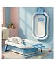 StarAndDaisy Bath Tub for Baby 0 to 3 Years Foldable Design with Cushion Space Saving Easy to Store Includes Soap Bar Safe Durable Comfortable for Newborn Babies Boys and Girls Blue