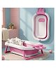 StarAndDaisy Bath Tub for Baby 0 to 3 Years Foldable Design with Cushion Space Saving Easy to Store Includes Soap Bar Safe Durable Comfortable for Newborn Babies Boys and Girls Pink