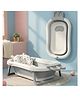 StarAndDaisy Bath Tub for Baby 0 to 3 Years Foldable Design with Cushion Space Saving Easy to Store Includes Soap Bar Safe Durable Comfortable for Newborn Babies Boys and Girls Grey