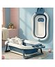 StarAndDaisy Bath Tub for Baby 0 to 3 Years Foldable Design with Cushion Space Saving Easy to Store Includes Soap Bar Safe Durable Comfortable for Newborn Babies Boys and Girls Dark Blue