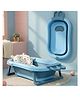 StarAndDaisy Bath Tub for Baby 0 to 3 Years Foldable Design with Cushion Space Saving Easy to Store Includes Soap Bar Safe Durable Comfortable for Newborn Babies Boys and Girls Sky Blue