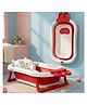 StarAndDaisy Bath Tub for Baby 0 to 3 Years Foldable Design with Cushion Space Saving Easy to Store Includes Soap Bar Safe Durable Comfortable for Newborn Babies Boys and Girls Red