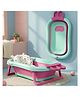 StarAndDaisy Bath Tub for Baby 0 to 3 Years Foldable Design with Cushion Space Saving Easy to Store Includes Soap Bar Safe Durable Comfortable for Newborn Babies Boys and Girls Pink