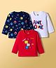 Doodle Poodle Cotton Knit T-Shirts Full Sleeves Printed Round Neck Navy Blue Pack of 3
