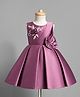 Bluebell Satin Woven Sleeveless Pleated Party Dress with Floral Applique & Embellishment - Wine