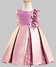 Bluebell Tissue Woven Sleeveless Party Dress with Floral Corsages & Pin Tucked Design - Pink