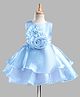 Bluebell Tissue Woven Sleeveless Party Dress With Floral Applique - Light Blue