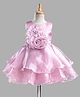 Bluebell Tissue Woven Sleeveless Layered Party Dress With Floral Applique - Pink