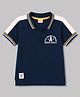 Babyhug 100% Cotton Knit Half Sleeves Polo T-Shirt With Text Print & Pique - Navy Blue