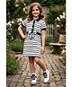 Lei-Chie Knit Half Sleeves Striped Designed Bow Applique Detailed Dress - White