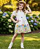 Lei-Chie Cotton Blend Woven Half Puffed Sleeves Floral Embroidered Dress - Cream