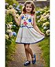 Lei-Chie Cotton Blend Woven Sleeveless Floral Embroidered Dress - Cream
