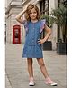 Lei-Chie Denim Woven Sleeveless Floral & Abstract Embroidered Dress - Blue