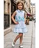 Lei-Chie Cotton Blend Woven Sleeveless Floral Embroidered Dress - Blue