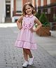 Lei-Chie Cotton Blend Woven Sleeveless Floral Embroidered Dress - Pink