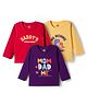 Doodle Poodle Cotton Knit T-Shirts Full Sleeves Dino Printed Round Neck Yellow 6-9 Months Pack of 3