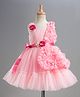 Enfance Net Woven Sleeveless Party Dress & Jacket With Floral Applique - Pink