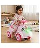 JoyRide Uni-Glow musical Unicorn rider Foot-to-Floor Ride-On Toy for Kids Push Car with Interactive LED Lights, Music, and Under-Seat Storage.