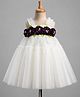 Enfance Net Woven Sleeveless Flared Party Dress With Corsage & Pearl Embellishment - Wine & White