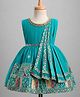 Enfance Cotton Silk Woven Sleeveless Embroidered Pleate & Belt Pattern Ethnic Dress - Sea Green