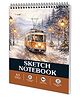 Gowoo Winter Tram Spiral Sketch Notebook :- spiral sketch notebook, winter theme sketchbook, spiral bound sketchbook, sketching notebook for artists, aesthetic cover sketchbook