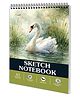 Gowoo  Peaceful Swan Spiral Sketch Notebook :- swan art sketch notebook, spiral sketch notebook, calm nature sketch notebook, serene bird sketchbook, nature themed sketchbook, serene nature sketchbook