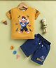 UNO KIDS 100% Lyocell Knit Half Sleeves Bunny Printed Tee & Shorts Set - Mustard