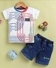 UNO KIDS Texture Knit Half Sleeves 2024 Number Printed Tee & Shorts Set - Blue