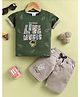 UNO KIDS 100% Lyocell Knit Half Sleeves Live Music Text Printed Tee & Shorts Set - Green