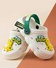 Binos Dinosaur Applique Detailed Perforated Slingback Clogs - White & Green