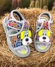 Binos Animal Face Applique Detailed Velcro Closure Musical Sandals - Grey