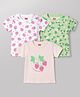 Babyhug Cotton Knit Half Sleeves T-Shirts with Floral & Strawberry Print Pack of 3 -  Pink & Light Green