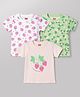 Babyhug Cotton Knit Half Sleeves T-Shirts with Floral & Strawberry Print Pack of 3 -  Pink & Light Green