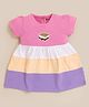 MOONKIDS 100% Cotton Knit Half Sleeves Sandwich  Embroidered Colour Blocked Dress - Multi Colour