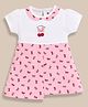 MOONKIDS 100% Cotton Knit Half Sleeves Bow & Cherry Printed Dress - Pink