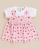 MOONKIDS 100% Cotton Knit Half Sleeves Bow Applique Detailed Bear Printed Dress - Pink