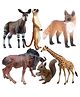 Lumo Brilliant Toys Wild Animal Figures Set for Kids Okapi, Meerkat, Fox, Wildebeest, Squirrel & Giraffe, Educational Jungle Animal Toys 6 Pieces - Multicolor