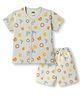 Pink Rabbit Sinker Knit Half Sleeves Animal Face Printed Co-Ords T-Shirt Shorts Night Suit - Mint