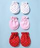 Babyhug 100% Cotton Interlock Knit Mittens Set With Polka Dot Pack of 3 - White Pink & Red