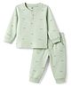 Pink Rabbit Interlock Knit Full Sleeves Co-Ords Henley Neck T-Shirt & Lounge Pant Set with Helicopter Print -  Sea Green