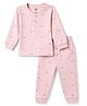 Pink Rabbit Interlock Knit Full Sleeves Co-Ords Henley Neck T-Shirt & Lounge Pant Set with Helicopter Print -  Pink