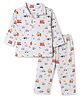 Pink Rabbit Interlock Knit Full Sleeves Vehicles Printed Co-Ords Shirt & Pyjama Night Suit - Light Blue