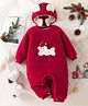 Mark & Mia Full Sleeves Winter Wear Romper With Teddy Bear Ear Applique - Red