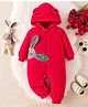 Mark & Mia Full Sleeves Winter Wear Romper With Bunny Ear Applique - Red