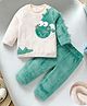 Mark & Mia Full Sleeves Co-Ords T-Shirt & Pyjama Winter Wear Night Suit with Dinosaur Design - Beige