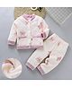Mark & Mia Full Sleeves Bear Printed Co-Ords T-Shirt & Pyjama Winter Wear Night Suit - Beige